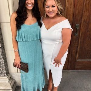 ZARA teal sparkle midi dress